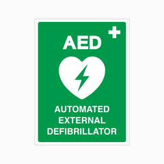 AED AUTOMATED EXTERNAL DEFIBRILLATOR SIGN