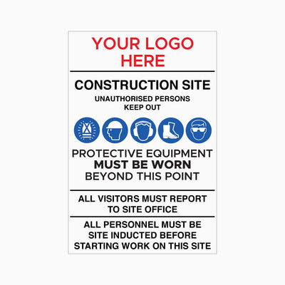 CONSTRUCTION SITE ENTRY SIGN - Your Logo and Emergency Contact Details