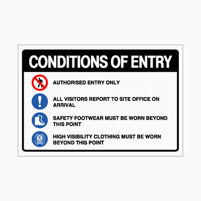 CONSTRUCTION SITE ENTRY RULES SIGN