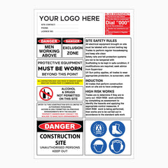 CUSTOM CONSTRUCTION SITE ENTRY SIGN with Your Logo & Contact Details