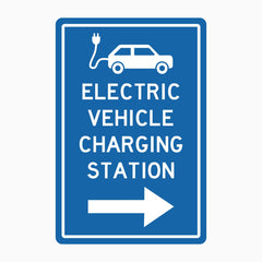 ELECTRIC VEHICLE CHARGING STATION SIGN RIGHT ARROW