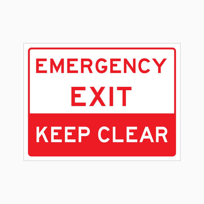 EMERGENCY EXIT KEEP CLEAR SIGN