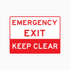 EMERGENCY EXIT KEEP CLEAR SIGN