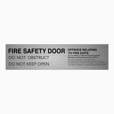 FIRE SAFETY DOOR SIGN and OFFENCE RELATING TO FIRE EXITS SIGN