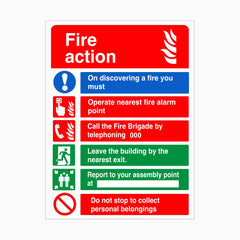 FIRE ACTION SIGN