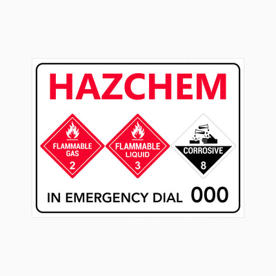 HAZCHEM THREE SYMBOL SIGN