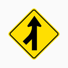 MERGING TRAFFIC LEFT SIGN
