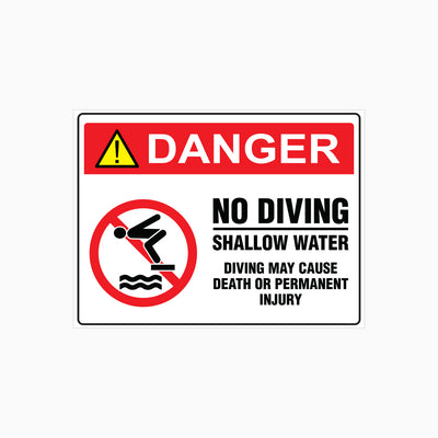 DANGER NO DIVING - SHALLOW WATER SIGN
