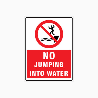 NO JUMPING INTO WATER SIGN