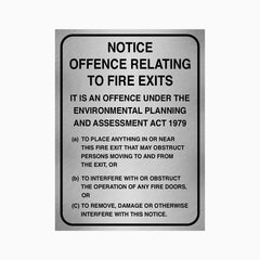 NOTICE OFFENCE RELATING TO FIRE EXITS SIGN