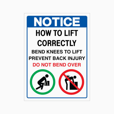 HOW TO LIFT CORRECTLY SIGN