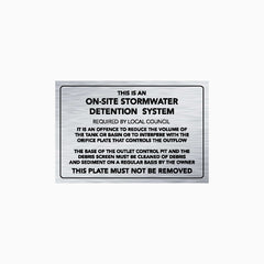 ON-SITE STORMWATER DETENTION SYSTEM SIGN