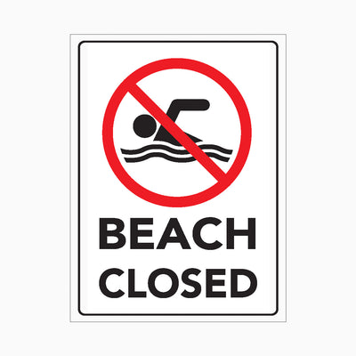 NO SWIMMING BEACH CLOSED SIGN