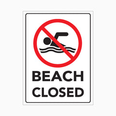 NO SWIMMING BEACH CLOSED SIGN