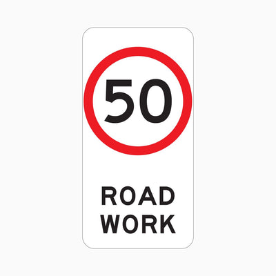 50 SPEED LIMIT ROAD WORK SIGN