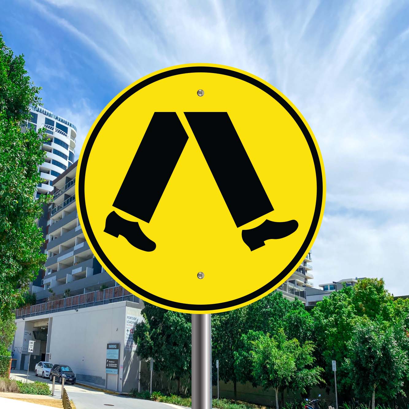 ROUND PEDESTRIAN CROSSING SIGN AT GET SIGNS IN AUSTRALIA
