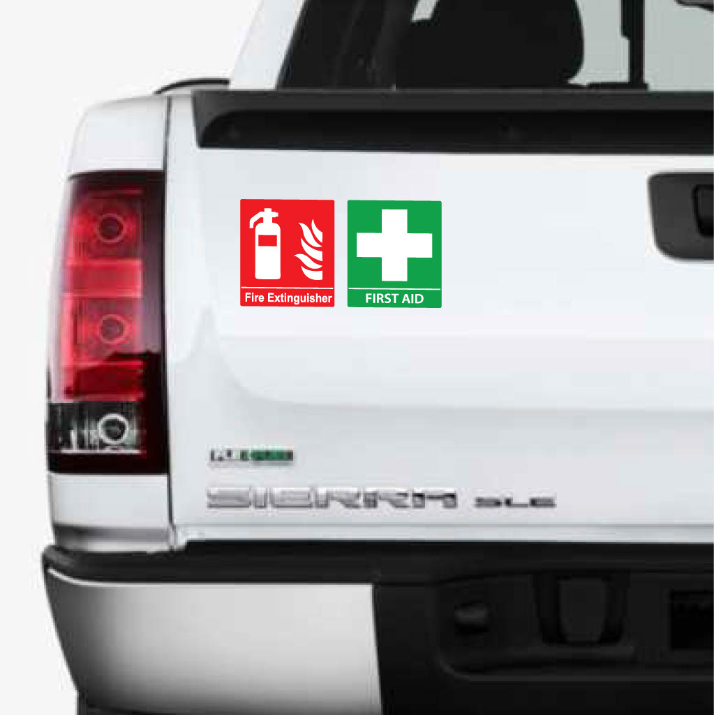FIRE EXTINGUISHER & FIRST AID Sticker Sign