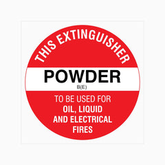 THIS EXTINGUISHER POWDER B(E) SIGN
