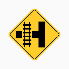 RAIL CROSSING ON SIDE ROAD SIGN