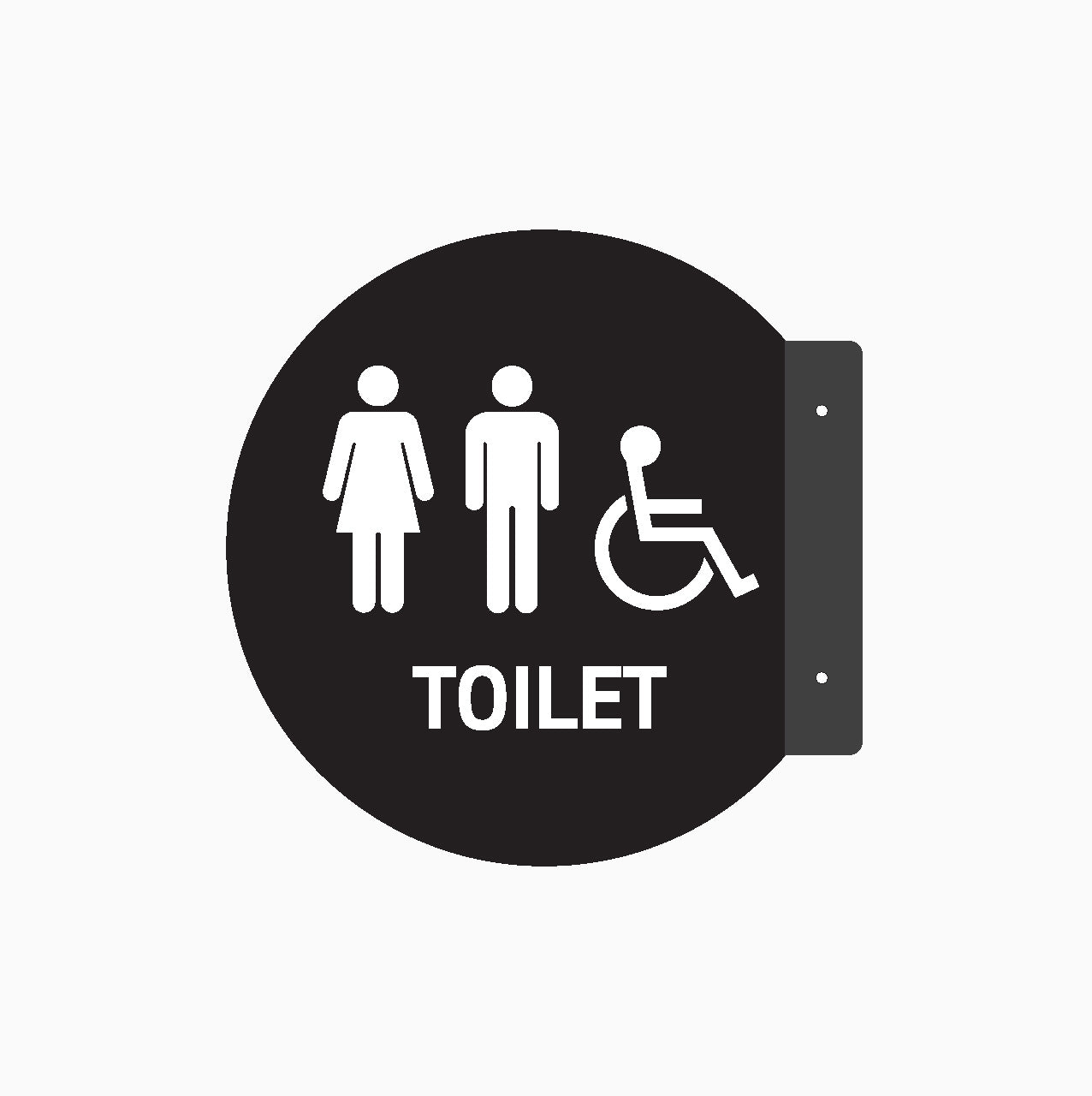 Double Sided Circle Blade Female and Male and Disabled Toilet Sign