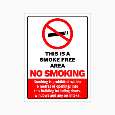 THIS IS A SMOKE FREE AREA NO SMOKING SIGN
