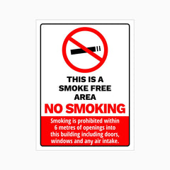 THIS IS A SMOKE FREE AREA NO SMOKING SIGN