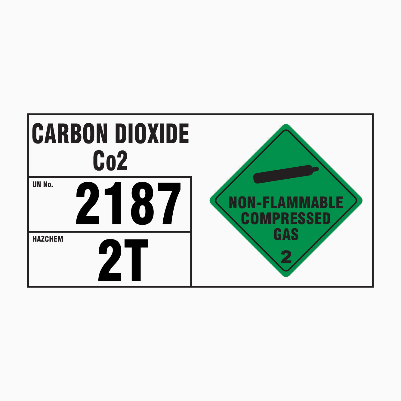 CARBON DIOXIDE CO2 SIGN - NON - FLAMMABLE COMPRESSED GAS 2 SIGN - EIP STORAGE SIGN