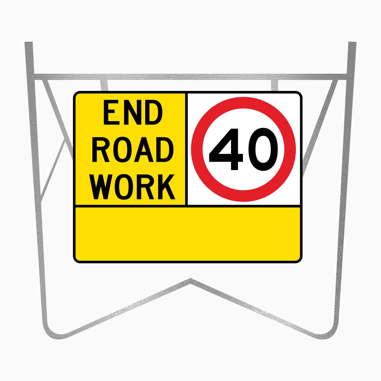 SWING STAND & END ROAD WORK 40km SIGN