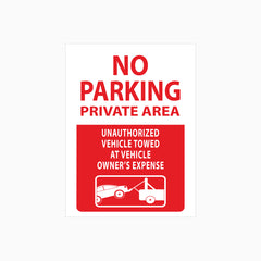 NO PARKING PRIVATE AREA SIGN