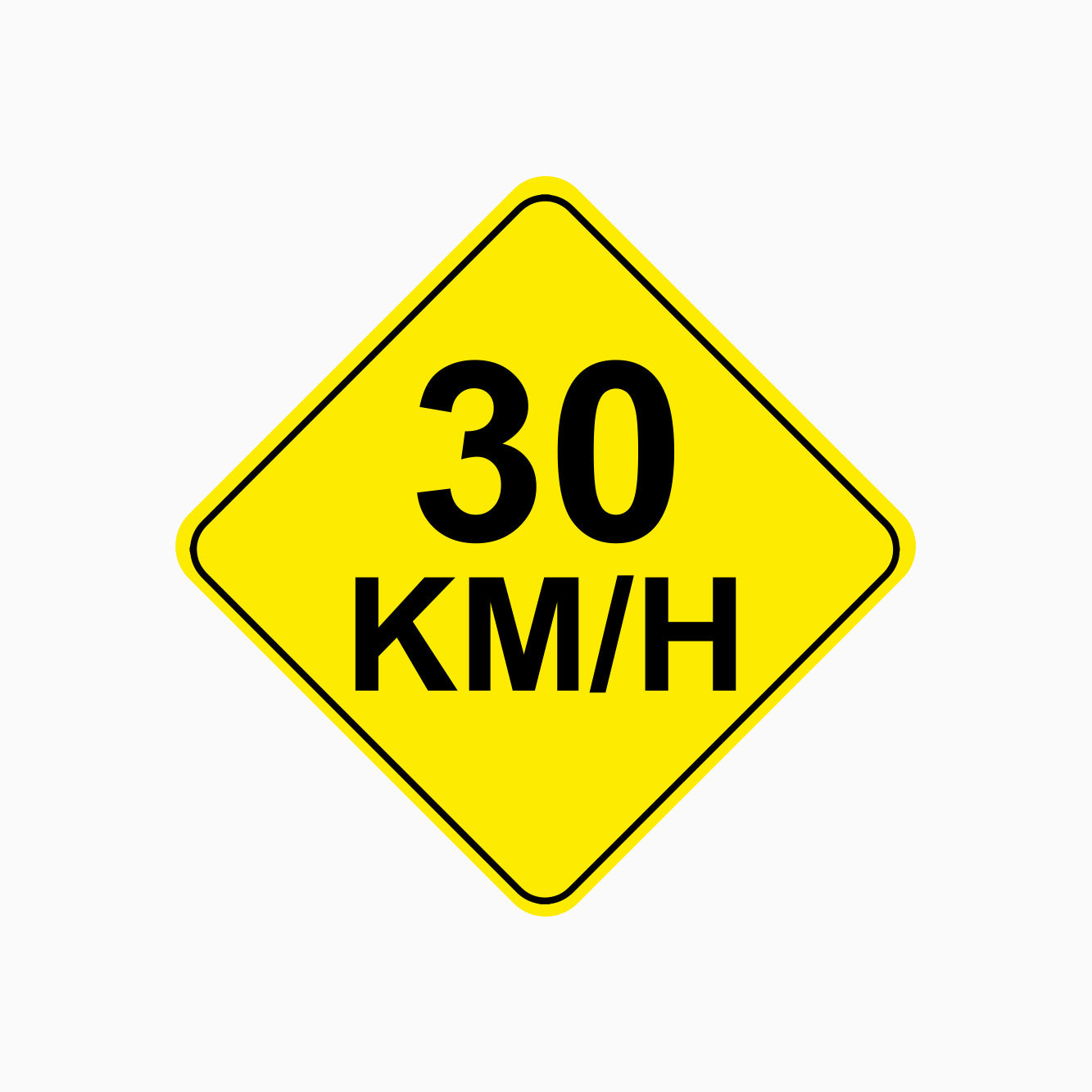 30Km/H SIGN (Yellow Diamond) - ROAD AND TRAFFIC SIGN IN AUSTRALIA