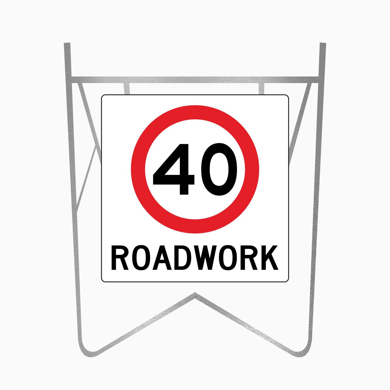 40km ROADWORK AHEAD SIGN with stand