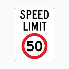 SPEED LIMIT 50km SIGN