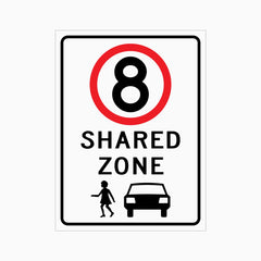 8km SHARED ZONE SIGN