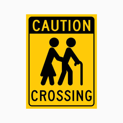 CAUTION ELDERLY CROSSING SIGN