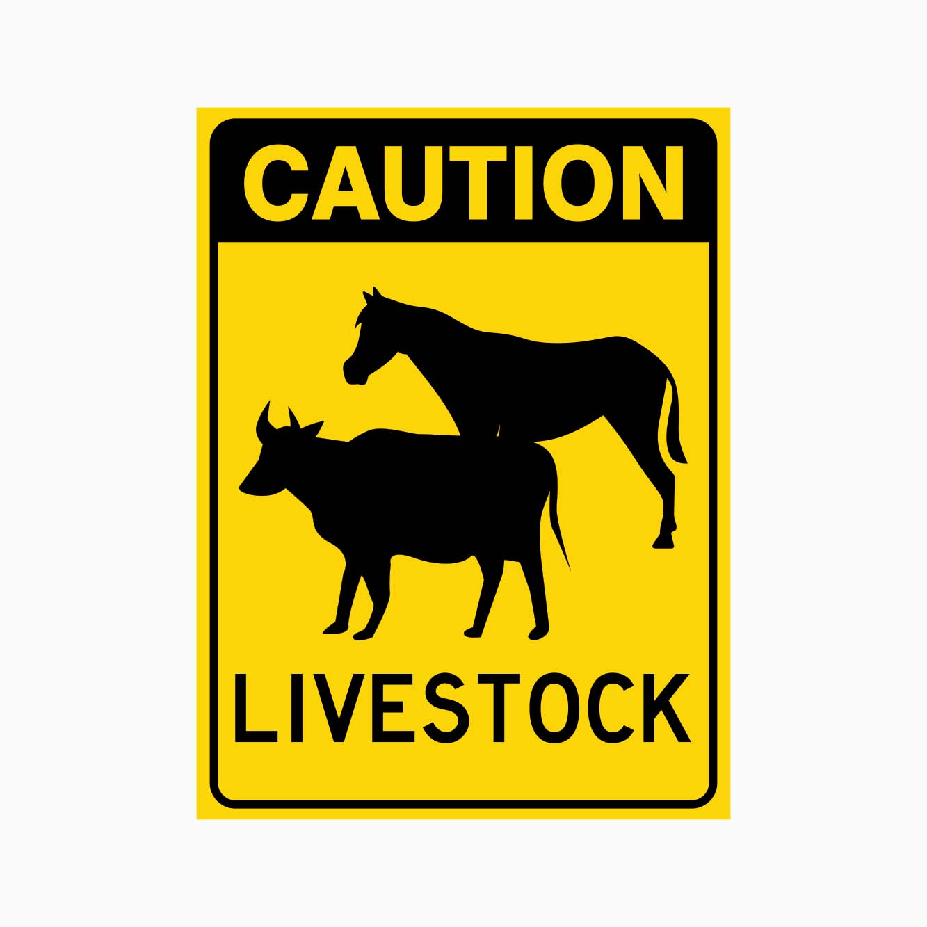 Caution Livestock Sign - High-Visibility Safety Signage for Rural Areas ...