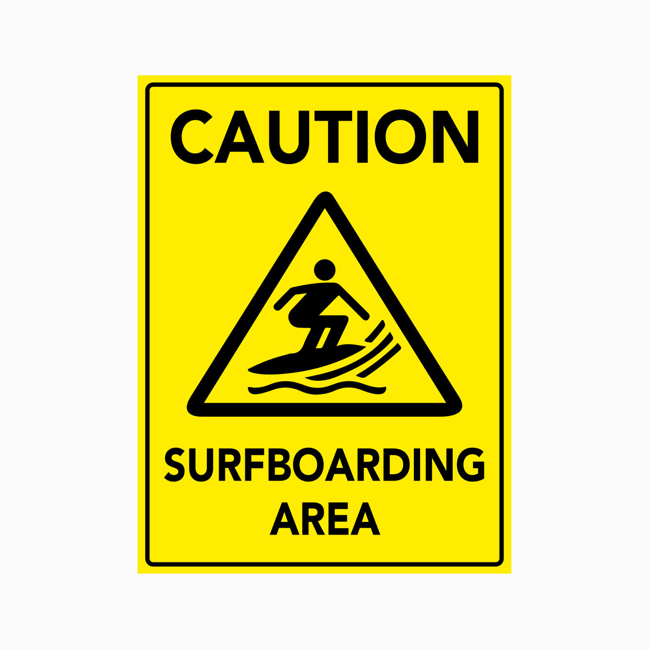 CAUTION SURFBOARDING AREA SIGN