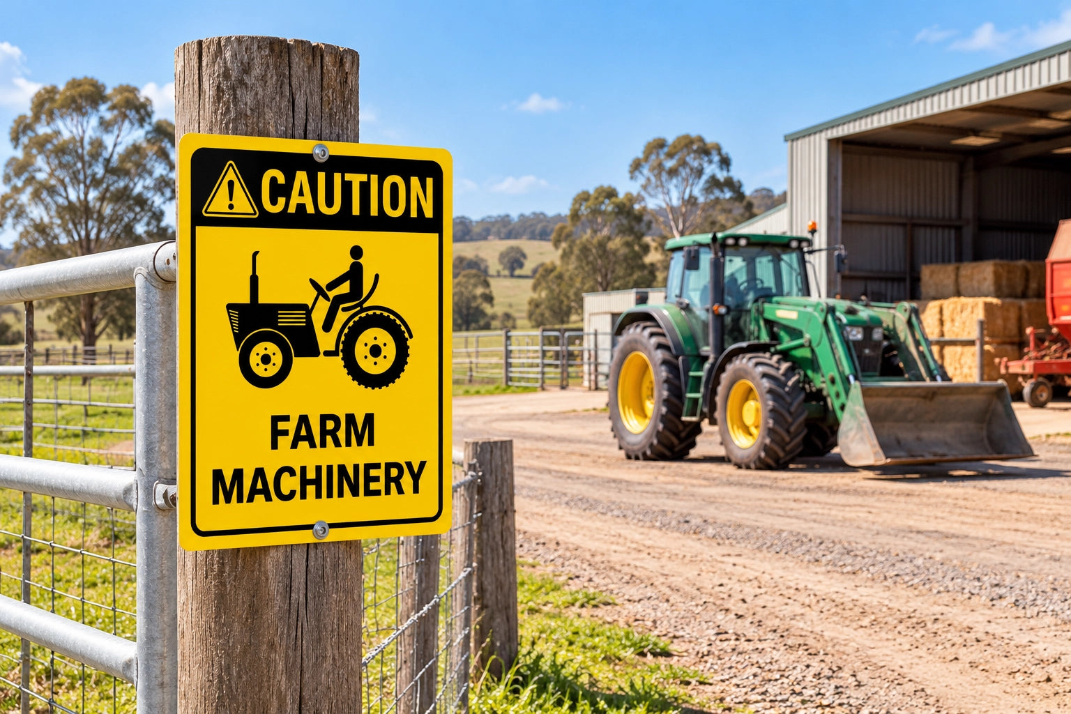 Caution Farm Machinery Sign | Farm Safety & Machinery Warning Signs Australia