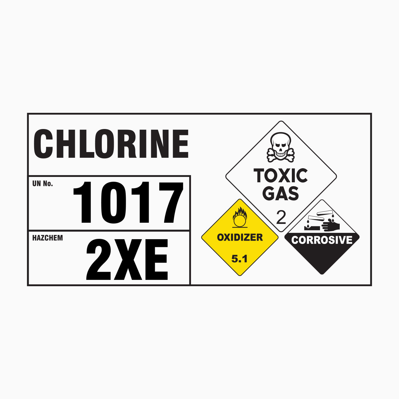 CHLORINE 1017 2XE Sign