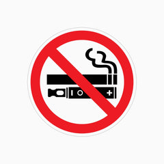 NO SMOKING OR VAPING SIGN - CIRCLE STICKER