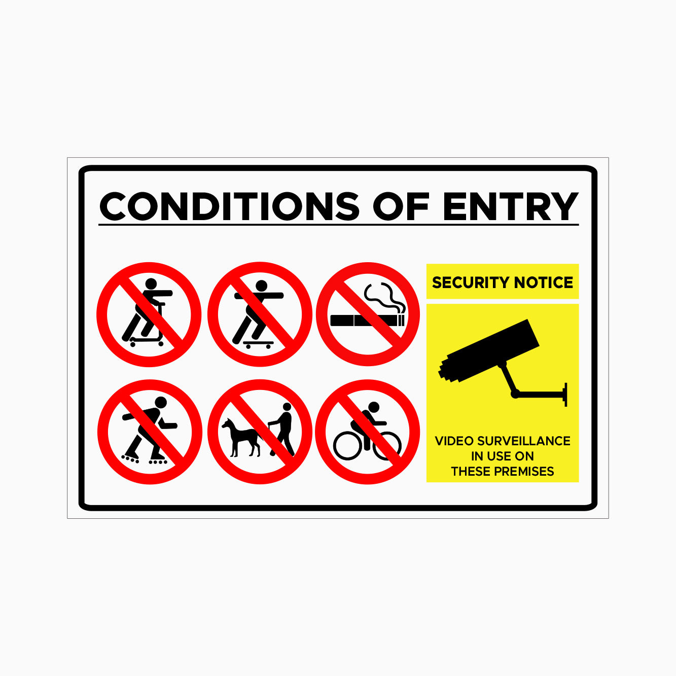 Personal Rules Entry CONDITION OF ENTRY SIGN – Get signs