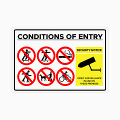 CONDITION OF ENTRY SIGN