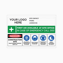 CONSTRUCTION SITE ENTRY SIGN - Your Logo and Contact Details
