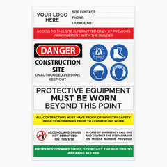 CONSTRUCTION SITE ENTRY BUILDING SIGN - Your Logo and Contact Details