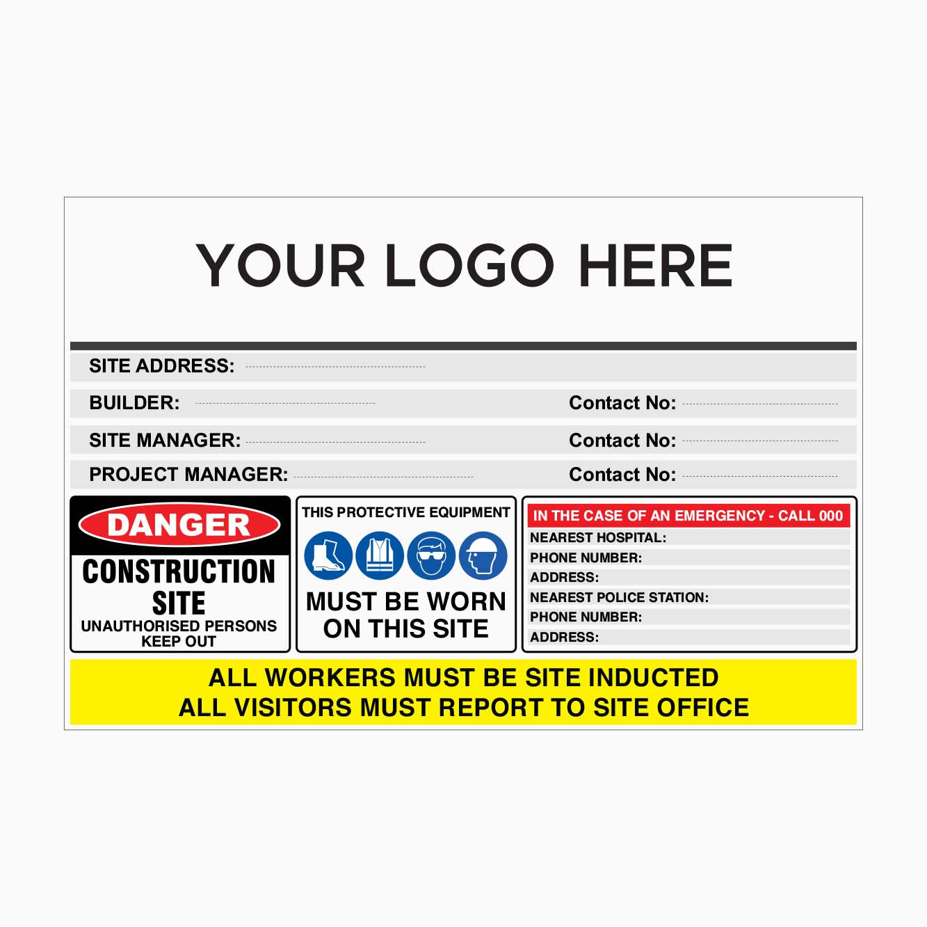 CONSTRUCTION SITE ENTRY SIGN - GET SIGNS