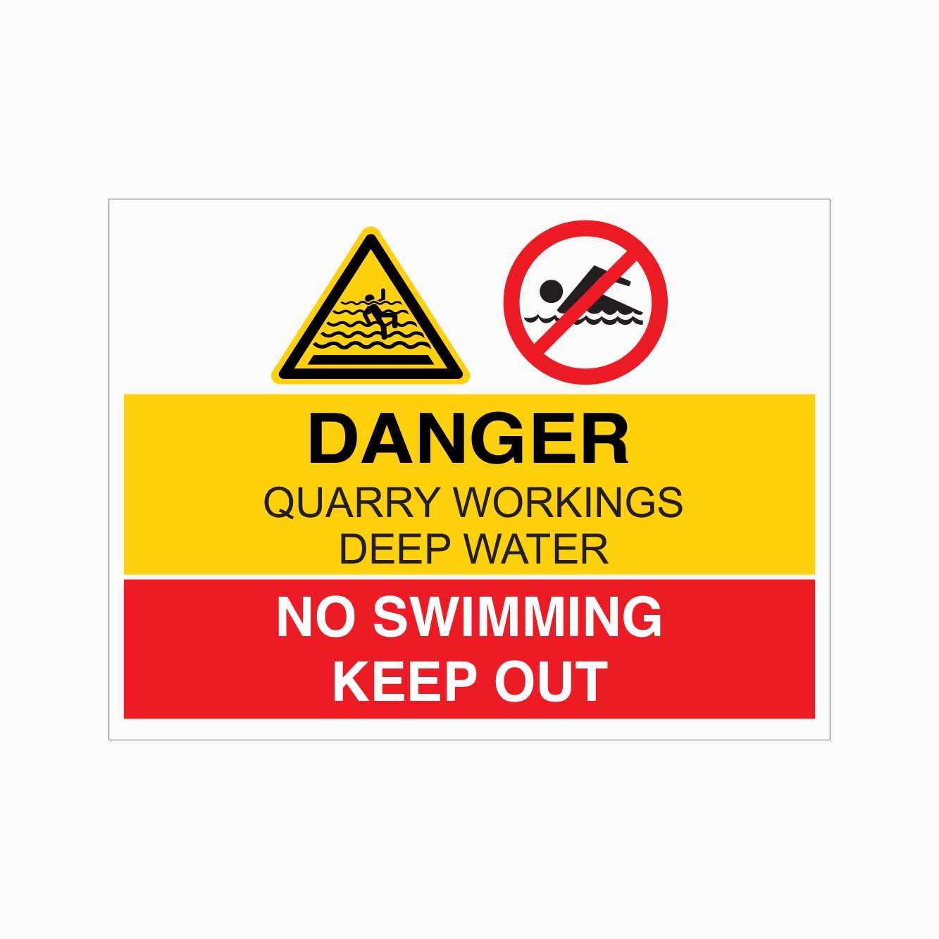 DANGER QUARRY WORKINGS DEEP WATER NO SWIMMING KEEP OUT SIGN - GET SIGNS