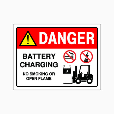 FORKLIFT BATTERY CHARGING - NO SMOKING OR OPEN FLAME SIGN