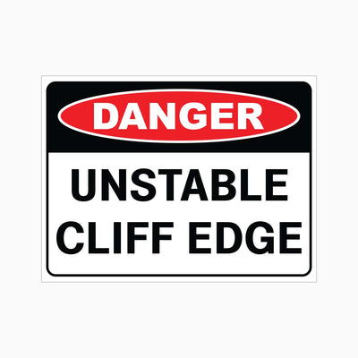 DANGER UNSTABLE CLIFF EDGE SIGN