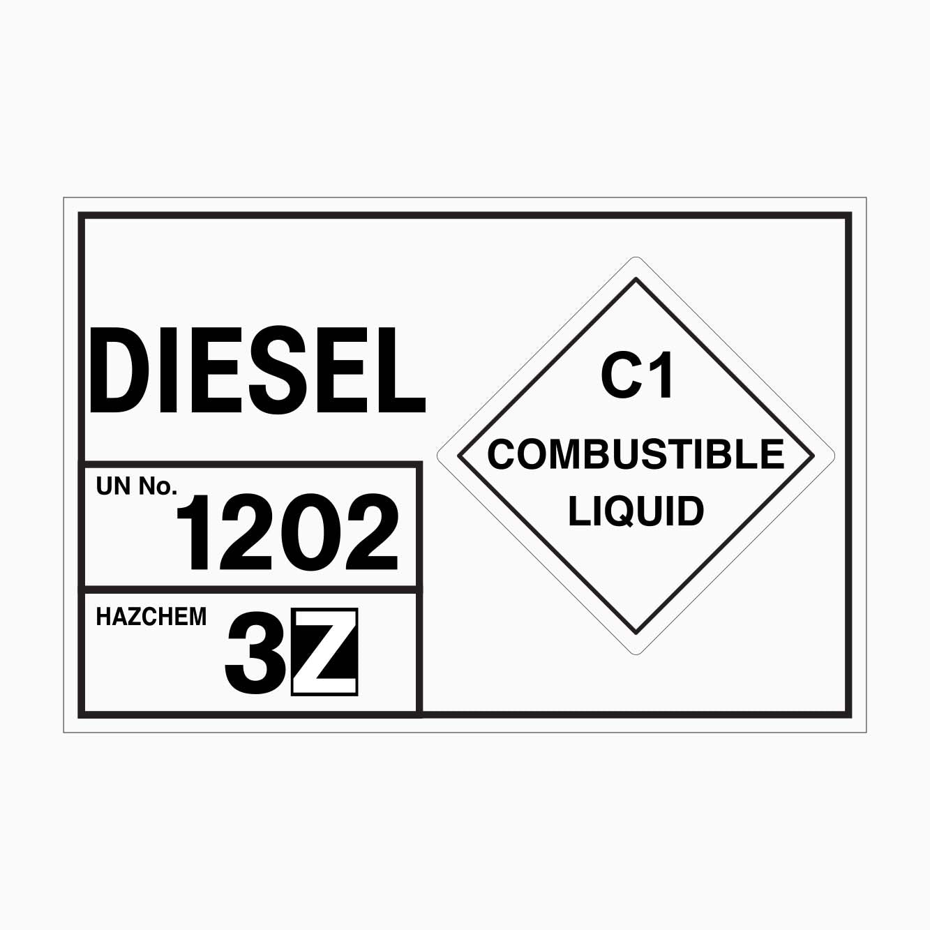 DIESEL C1 COMBUSTIBLE LIQUID SIGN - GET SIGNS