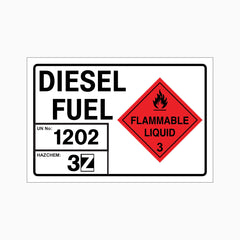 DIESEL FUEL FLAMMABLE LIQUID 3 SIGN