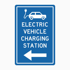 ELECTRIC VEHICLE CHARGING STATION SIGN LEFT ARROW